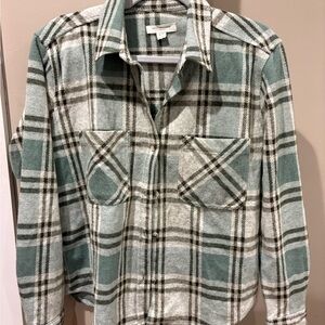 Beachlunchlounge Teal and White Plaid Shirt